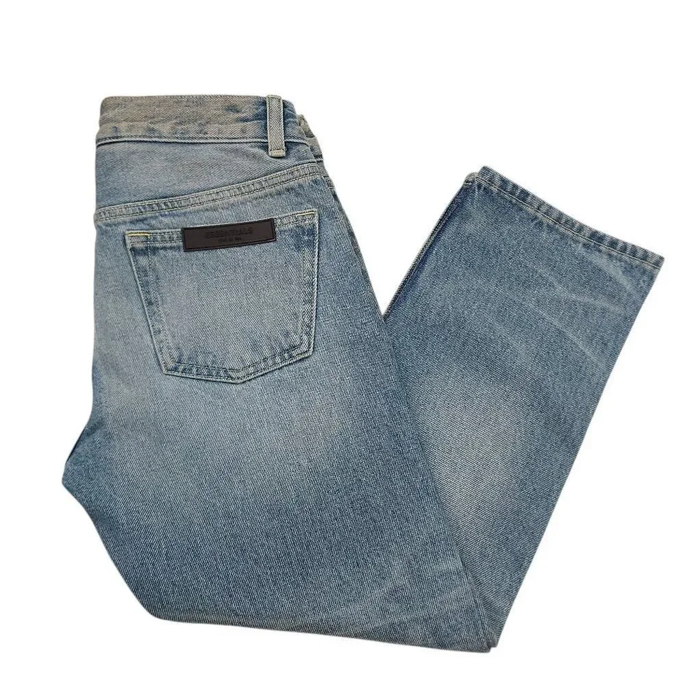 Fear of God Essentials Jeans Boys 8 Blue Whiskers Straight Leg Button Fly Cotton